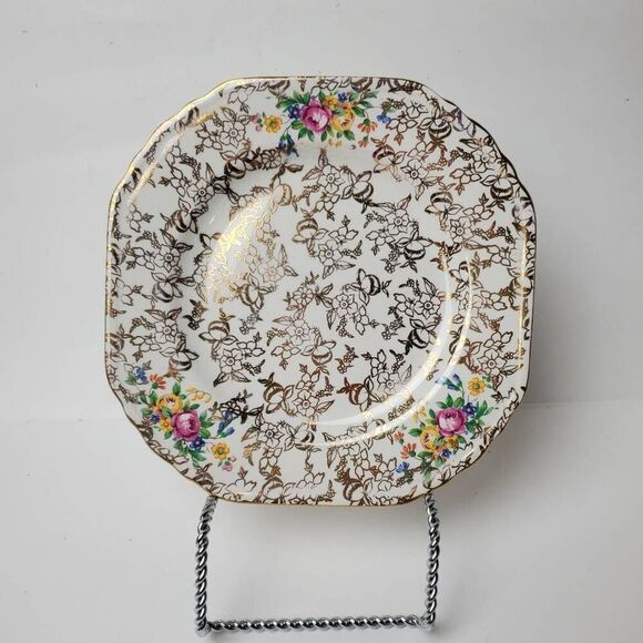 Vintage 1930's Lord Nelson Ware 2528 Pattern Square Plate Hand Painted Made in E - Picture 1 of 4